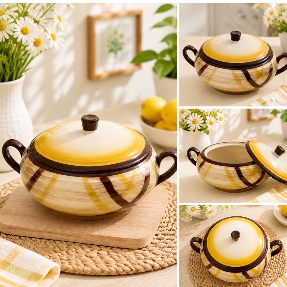 Metlox 2-1/4 Qt Vernonware Poppytrail Organdie‎ Round Covered Casserole & Lid